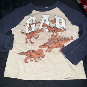 GAP Navy Sleeve Cream Tee with Orange Dinosaur Graphic